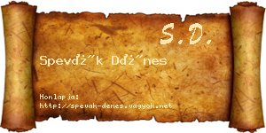 Spevák Dénes névjegykártya